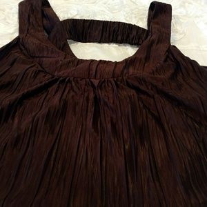 Brown Flowing Peek A Boo Back Tank Top